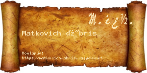 Matkovich Ábris névjegykártya